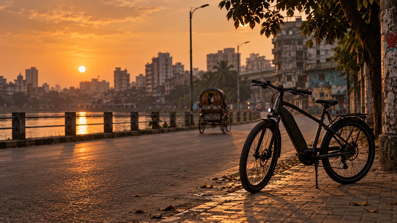 Illustrative e-bike on a Bangladesh street